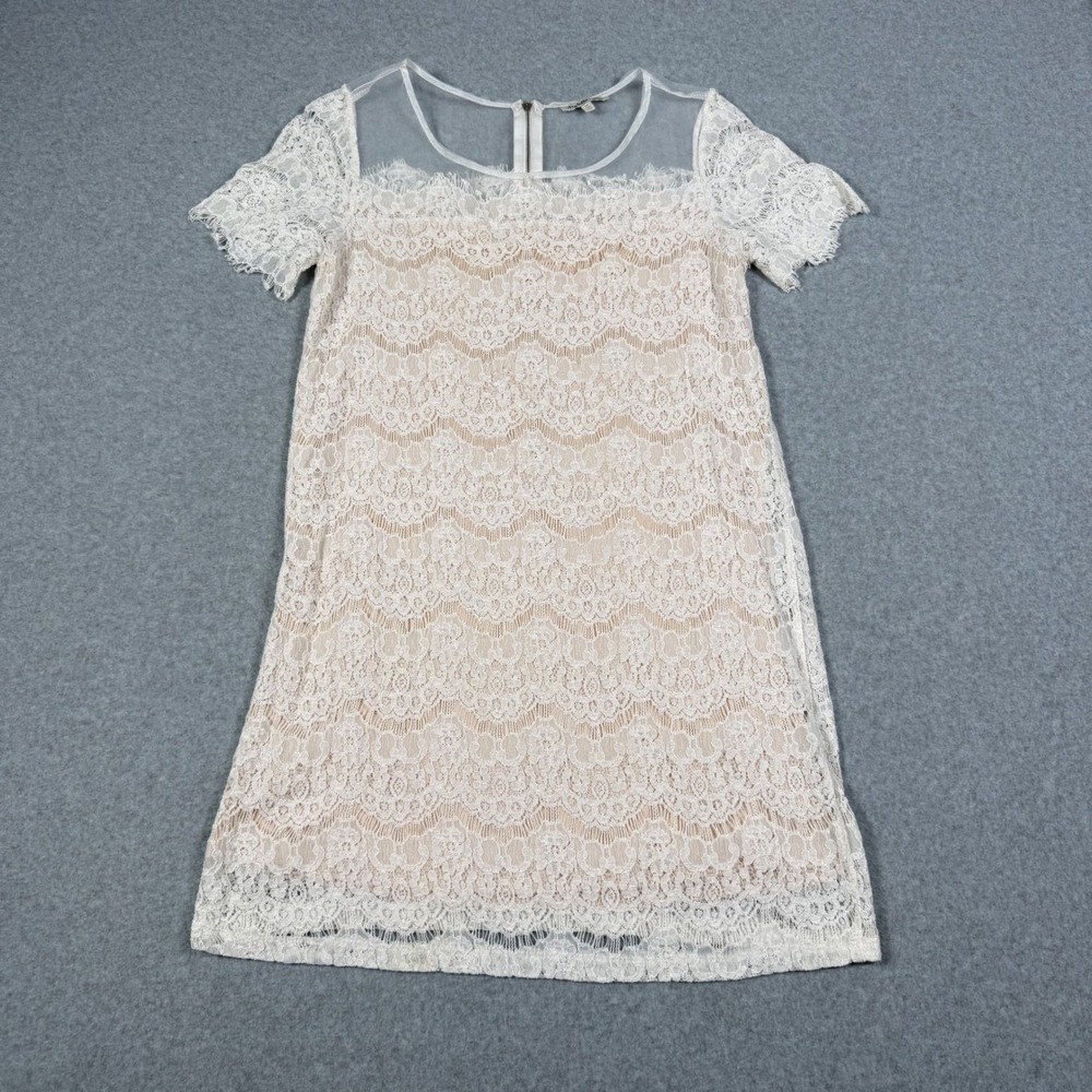 Charlotte Russe White Lace Mini Dress Mesh Yoke Size Medium Coquette Homecoming